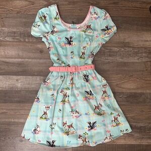 Stitch Shoppe Loungefly Disney Bambi Plaid Dress Pockets Mint Pink XS WDSSDR0022